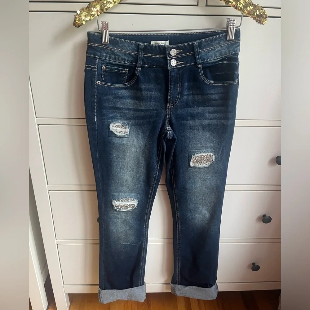 Mudd Y2K Distressed Bling Rhinestone Jeans Girls Size 16